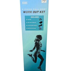 EDX 9 Piece Full-Body Workout Kit Ankle Weights, Mat, Jumprope, Resistance Bands